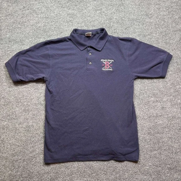 True Fan Boston‎ Red Sox Polo Shirt Mens M Navy World Series 2004 Champions MLB
