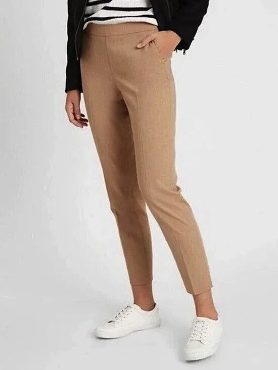 Banana Republic Tapered Pull-On Pant Warm Cognac Brown Cropped Length Size 10