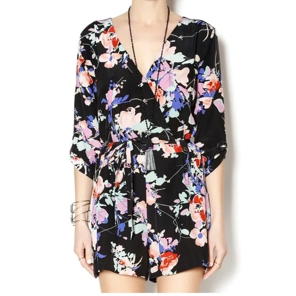 YUMI Kim Floral Silk Romper‎ size small