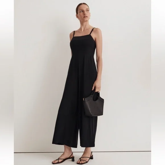 NEW Madewell Square-Neck Wide-Leg Sleeveless Jumpsuit Size 2 Black