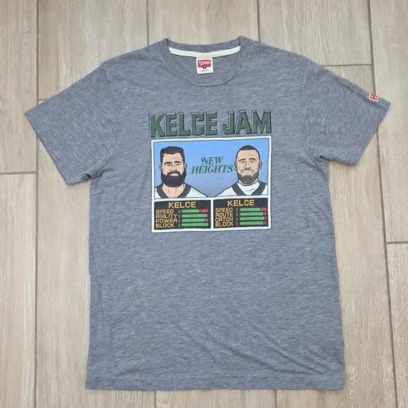 Homage New Heights Kelce Jam T Shirt Men's Medium Jason Travis Kelce Gray Tee