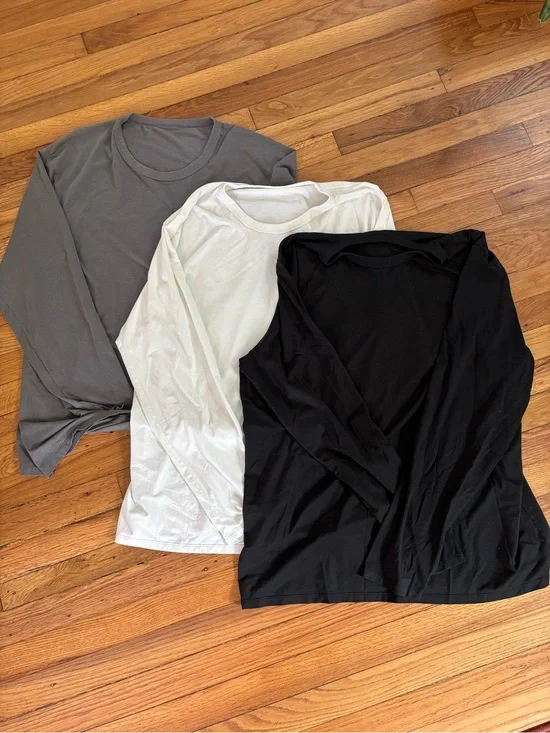 Lululemon athletica Men’s Long Sleeve Crew Tops - Black, White, Gray