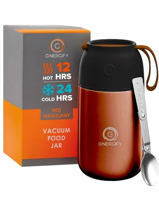 24oz Vacuum Insulated Food Jar with Spoon - BPA-Free, Leak Proof, Wide Mouth