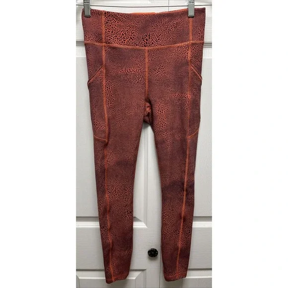 Lululemon Invigorate HR Tight Size 6 Crackle Glaze Orange Excellent 23 L