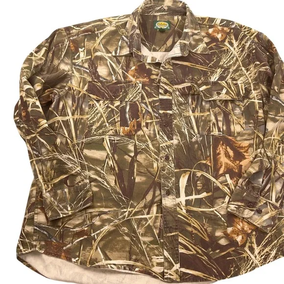 Cabelas‎ Advantage Shirt Mens XLarge Brown Woodland Camo Max-4 HD Long Sleeve