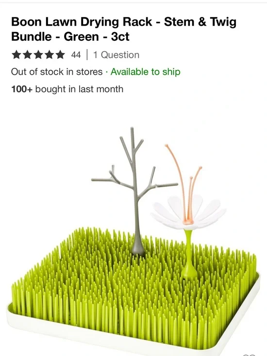 Boon lawn drying rack stem & twig bundle baby bottle drying grass pad tray