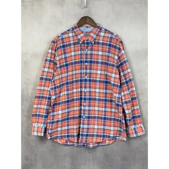 Saddlebred Vintage Oxford Shirt Mens XL Plaid Button Down‎ Preppy Americana