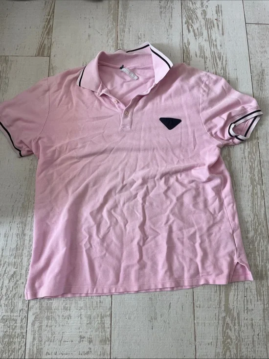 Vintage Prada XXL pink polo shirt