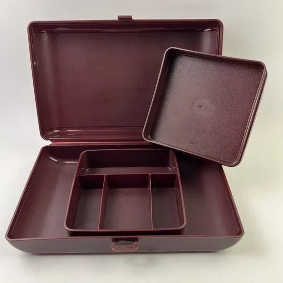 Vintage Brown Tupperware Personal Valet Travel/Food Case Organizer Good Shape!