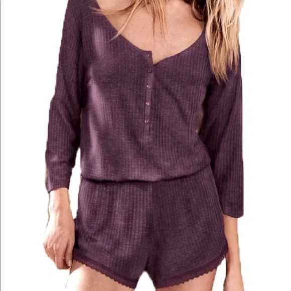 Victoria's Secret Black Lightweight Knit Romper S