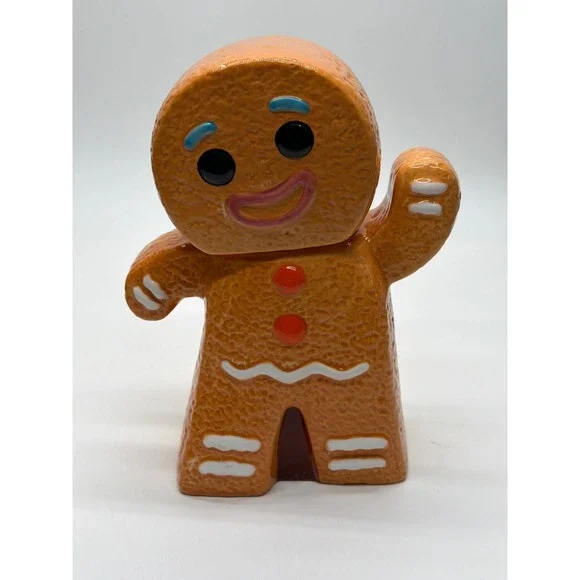 Christmas Gingerbread Man Ceramic Cookie Jar Holiday Treat Canister Waving Brown