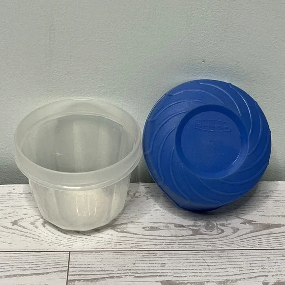 Rubbermaid Servin Saver 8.2oz 244ml Clear Blue Swirl Lid Container 552 J 552 F‎