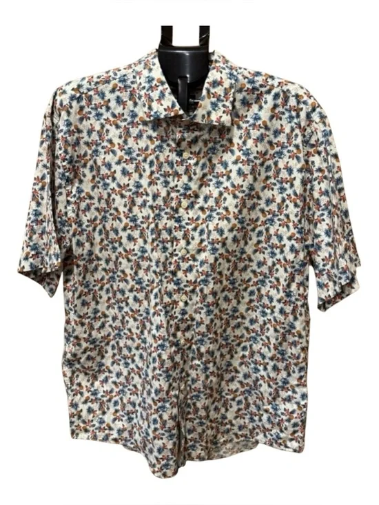 Joseph Abboud Hawaiian Shirt Floral Print Camp Collar Short Sleeve Men XXL