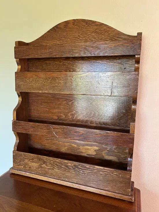 Vintage Wooden Wall Shelf Plate Rack | Rustic Wall Mounted Display Shelf