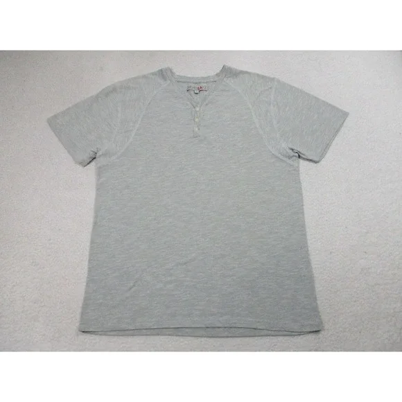 Silver Lake Shirt Mens Medium Gray Henley‎ Short Sleeve Raglan Cotton Blend