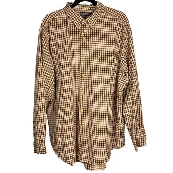 ABERCROMBIE & FITCH Men’s Large Button Down Shirt Gold and Maroon on Cream