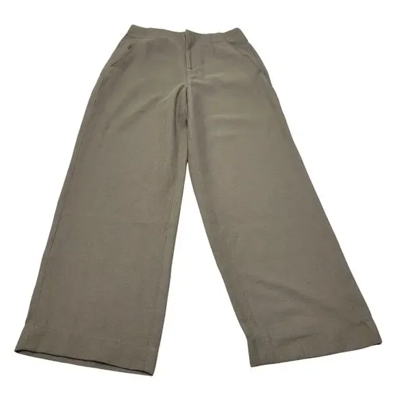 TravisMatthew high rise wide leg pleated trouser pants office core textured