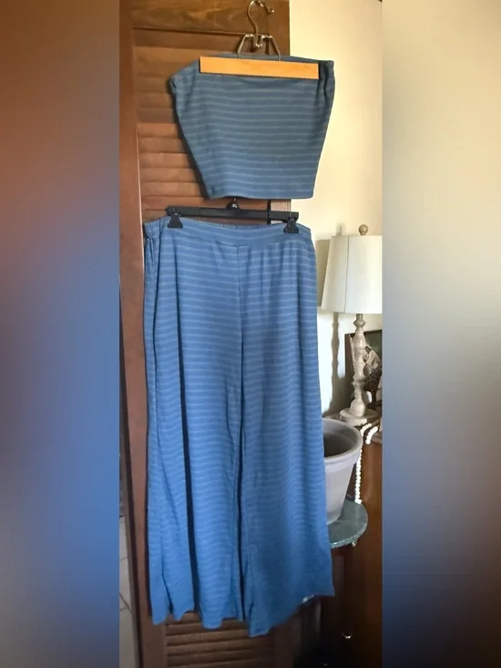 Ribbed knit tube top and pants set NWOT XXL