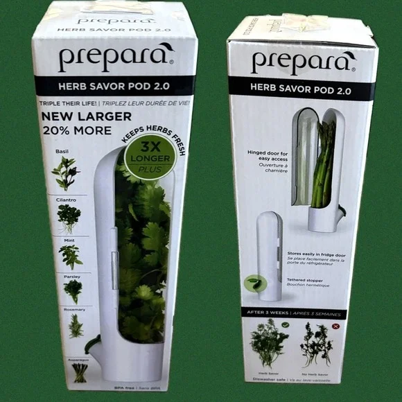 Prepara Herb Savor Pod 2.0 White Large Herb Keeper Fresh Storage New In Box