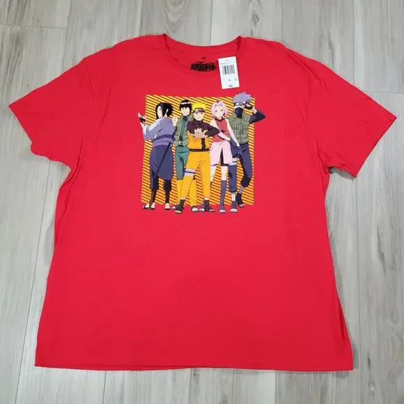 Naruto Shippuden T-Shirt Men's 2XL Red Short Sleeve New