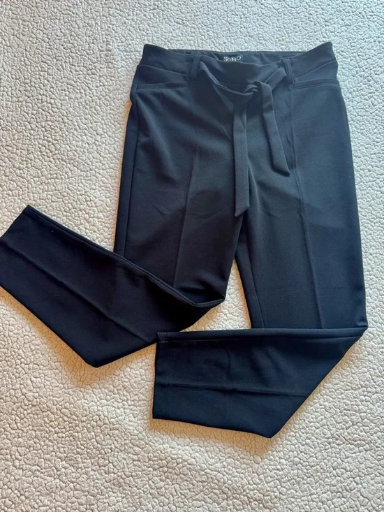 SOHO Black Tie Waist Slim Straight Work Pants Size M