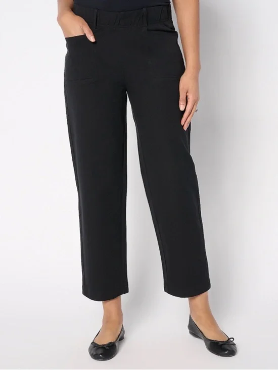 AnyBody Tall All-Stretch Twill Straight Leg Ankle Pants Size XS Tall Black