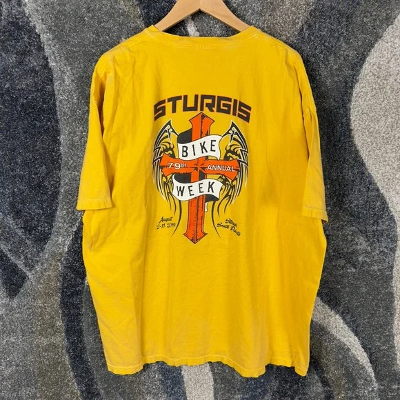 Comfort Colors Sturgis Bike Week T-Shirt Mens‎ 2XL Yellow 79th Annual 2019 Biker