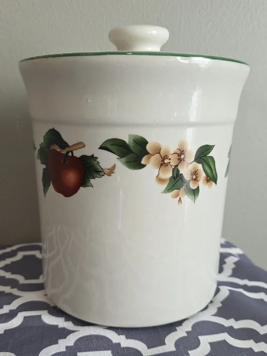 Ceramic Canister with Fruit and Floral Motif