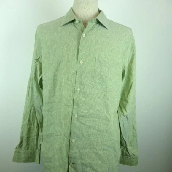 Banana Republic green stripe linen shirt xl fitted