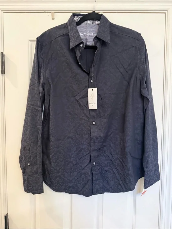 NWT Robert Graham Black Long Sleeve Button Down Mens Shirt Small