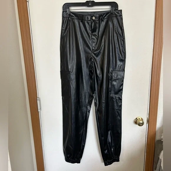 Shein faux leather jogger pants large