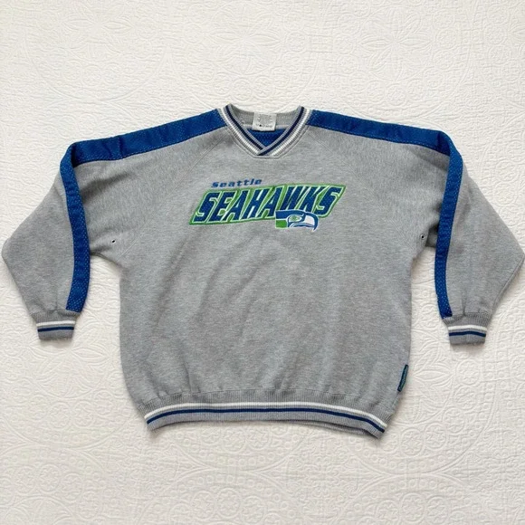 Vintage 90s Lee Sport Seattle Seahawks Mesh Trim Sweatshirt Sz L‎