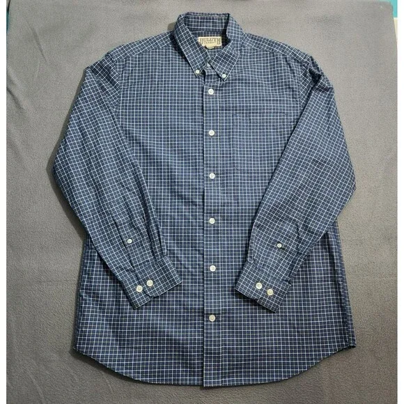 Duluth Trading Co. Dress Shirt Men M Blue Plaid Check Button Down Long Sleeve