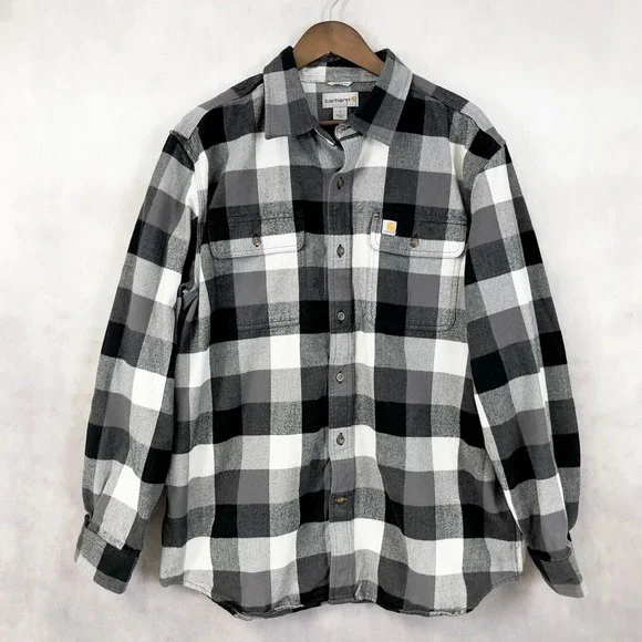 Carhartt Mens Hubbard Plaid Flannel Shirt Large Work Lumberjack Heritage Outdoor