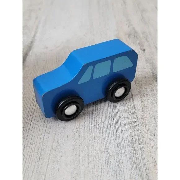 Wooden blue van car truck toy‎ figure play