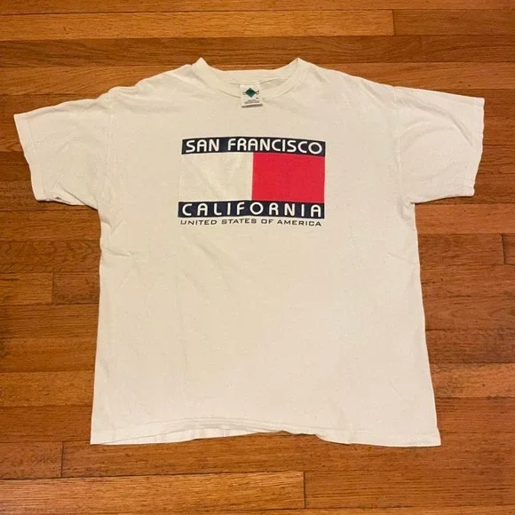 VTG 90s San Francisco California United States of‎ America logo rip tshirt XL