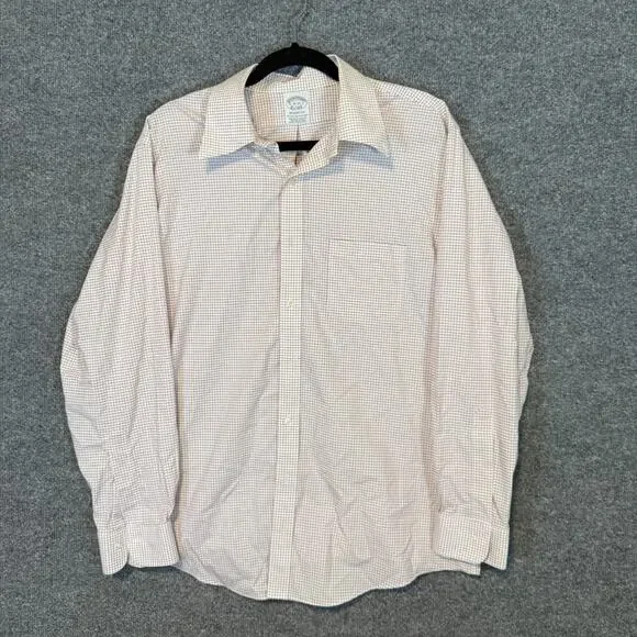 Brooks Brothers Shirt Mens 16-33 White Red 1818‎ Regent Fit Button Up Checkered