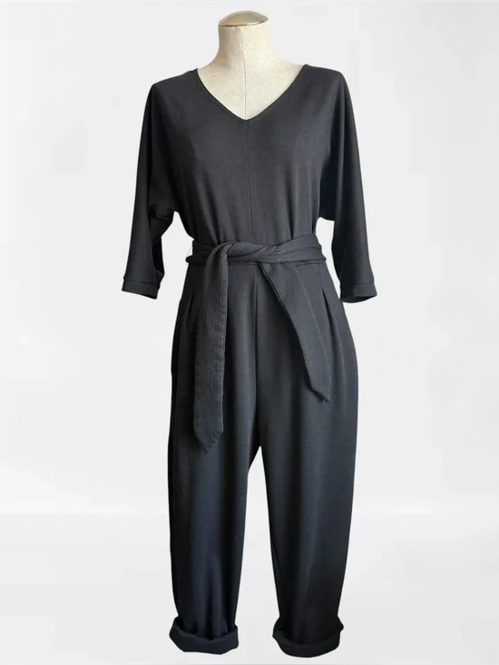 Anthropologie Black Belted Jumpsuit – Size M