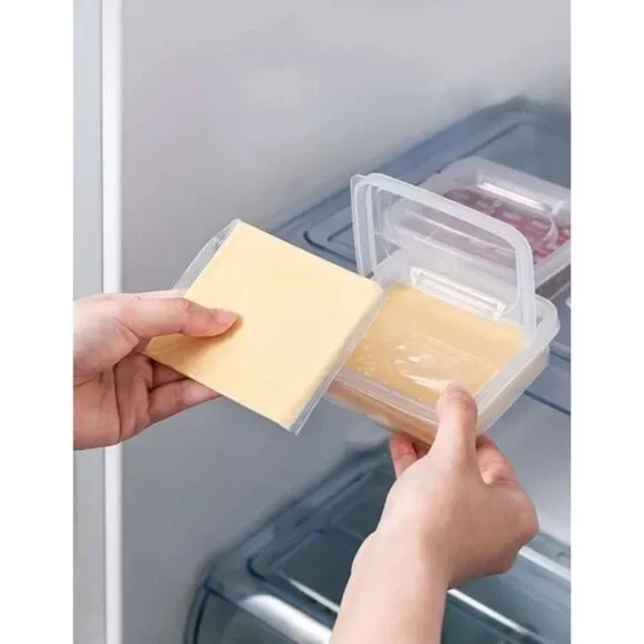 Clear Organizer Food Storage Box Plastic Refrigerator Cheese Box 1 PCS Makeup CP