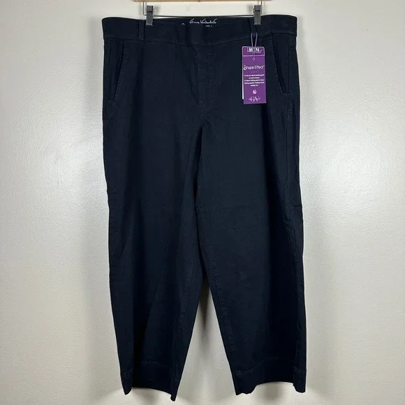 Gloria Vanderbilt Women's 18 Average Wide Leg Crop Black Shape Effect Pants NEW