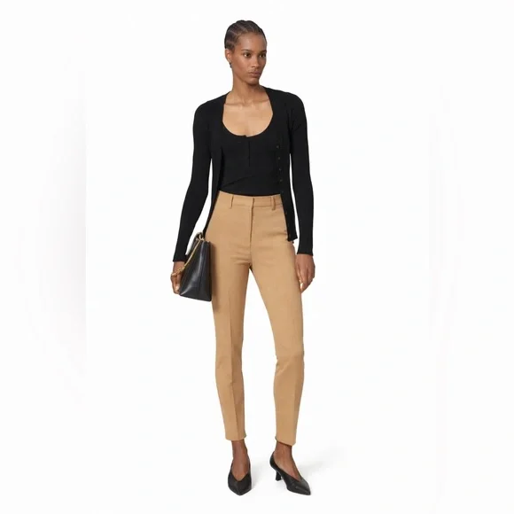 NWOT ALTUZARRA 34 US2 wool Buddy Skinny Trousers tan brown neutral