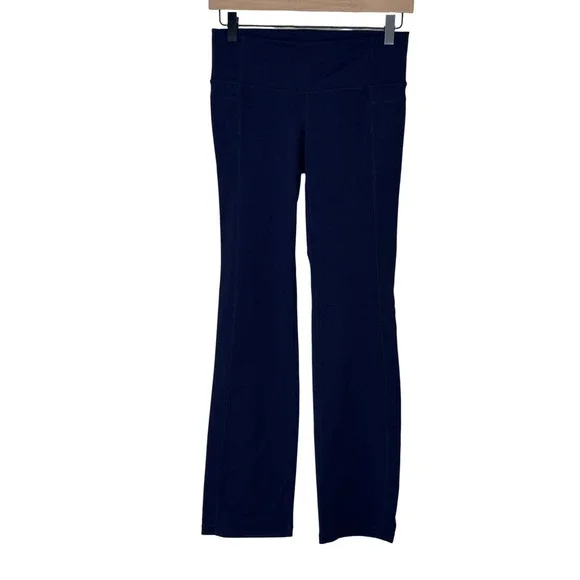 Athleta Bootcut Yoga Pants Small Petite Navy Blue Side Pockets Activewear