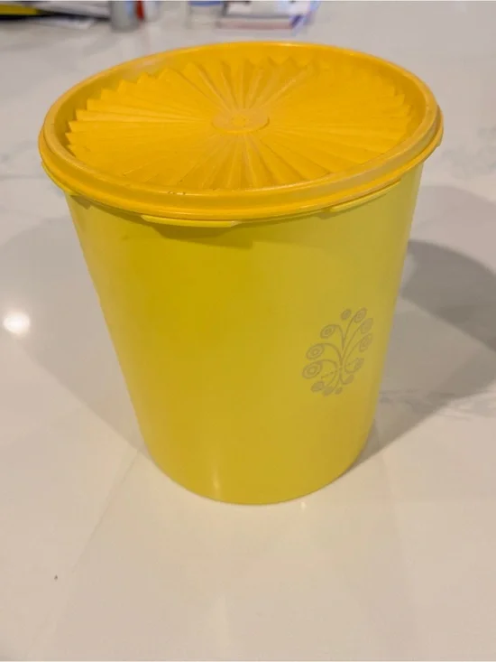 Tupperware Yellow and Orange Round Food Storage Container large