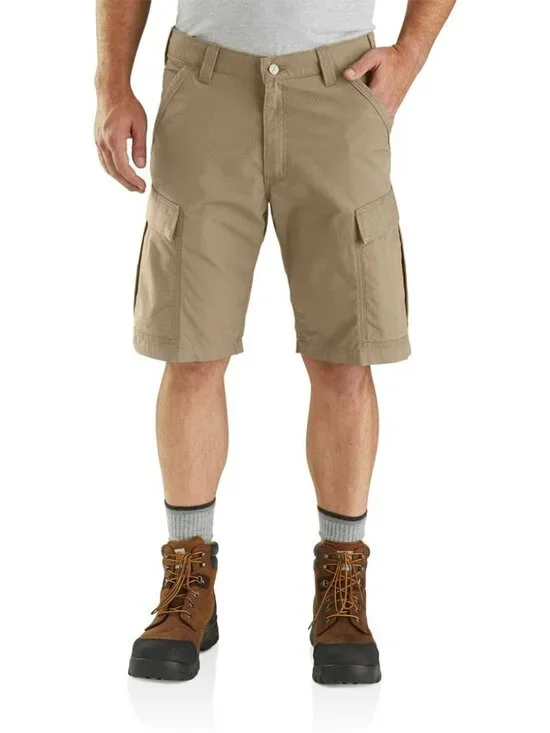 Carhartt Mens Force Relaxed Fit Ripstop Work Cargo Shorts, Dark Khaki, 34