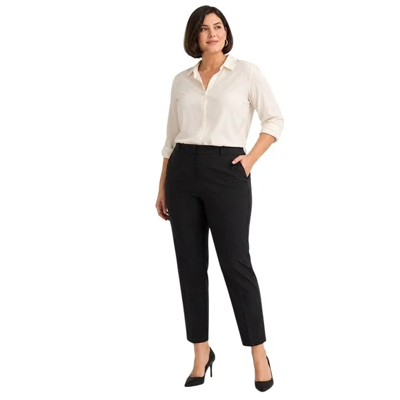 Lafayette 148 Irving Pants 14 Black Stretch Wool Slim Ankle Trousers NWT