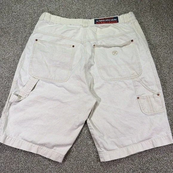 Vintage Hiphop Beige Carpenter Shorts OMW Baggy Classic 90s 40 Waist