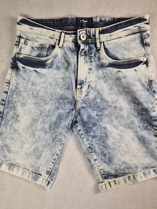 T base Blue acid wash denim shorts jorts size mens 32 waist 21