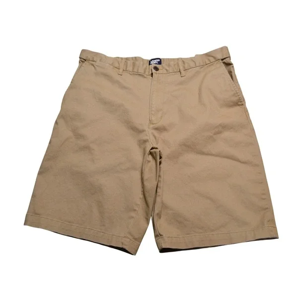 Lands' End Chino‎ Shorts Mens 38 Khaki Causal Traditional Fit Stretch Cotton