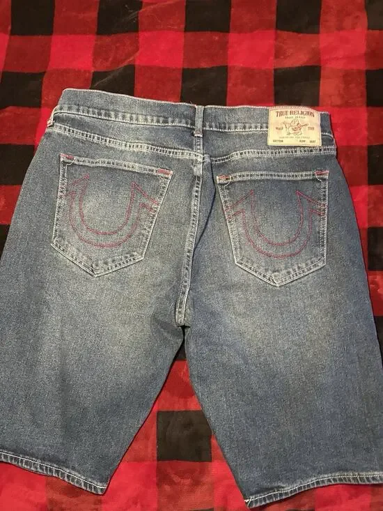 True Religion Rocco Relaxed Fit Blue Denim Shorts Medium Wash 11