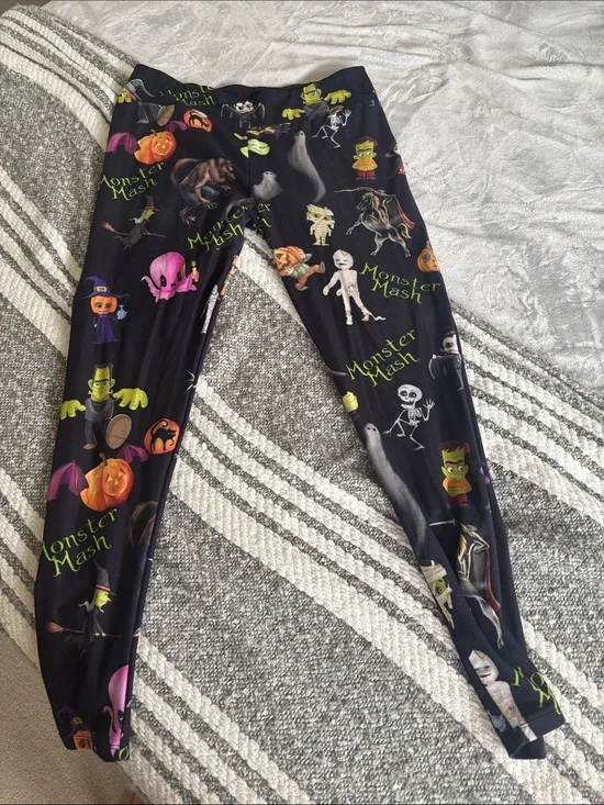 Kids Black 'Monster Mash' Halloween Leggings